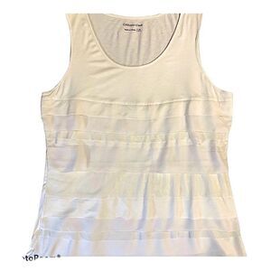 Mixed Media Layered Cream Tank Top